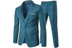 Allthemen Abito da Uomo 3 Pezzi Completo da Sposa Slim Fit Giacca a Un Bottone Formale Blazer Pantaloni Gilet