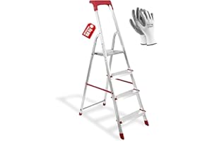 HYTAMA TOOLS Scala in Alluminio Domestica Martina 3/4/5/6/7/8 Gradini Leggera Portatile Scaletto con Vaschetta Portaoggetti Pieghevole Robusta Salvaspazio portata 150 kg made in Italy certificata EN131 (4)