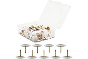 CHEERYMAGIC 100pcs Push Pins, Decorative Thumb Tacks Round Head Drawing Pins with Storage Box Metal Push Pin Thumbtack with Steel Point for School Office Map Photo Wall Cork Board Bulletin A7DGNTD (White)
