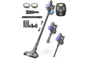 OLAYMEY Odkurzacz Bezprzewodowy 6 W 1, 30000pa, Bezworkowy, Bardzo Cichy Do 45 Min, Do Twardych PodłóG, DywanóW, SierśC