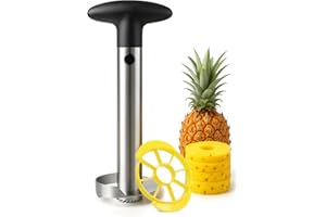 AEX Pineapple Cutter Slicer and Corer - Good Grip Pineapple Corer with Plastic Grip Wedger, Kitchen Tools and Gadgets (Black)