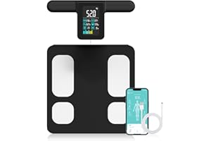 SUNHAIXIA Fitdays Balance d'analyse corporelle intelligente -Balance IMC numérique de précision à 8 électrodes avec 20+métriques, affichage couleur Bluetooth pour muscle/graisse/eau (FG2015ULB-Noir)