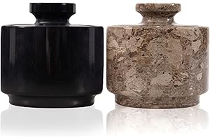 MARBLOUS KRAFTS Salina in marmo da 99,2 g, portagioie e vasi per condimenti, 7,6 x 7,6 cm, decorazione da cucina per bancone, sale e pepe, contenitore per sale, porta burro (nero e oceanico)