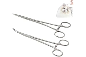 AONAYO 2er-Pack Arterienklemme,12,5 Cm Gerade Und Gebogen HakenlöSer,HakenlöSer Angeln,Edelstahl Piercingzange,Katzen- Und Hundepinzette,Arterienklemme,Zum Angeln Geeignet,Katzen- Und Hundehaarpinzette