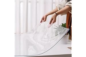 Zhaomi Pellicola Protettiva per Tavolo in PVC Trasparente, Tovaglia Trasparente con Bordo Smussato Impermeabile E Inodore da 0,8mm, Copertura Tovaglia Trasparente per Tavolino (100x100cm/39x39in)
