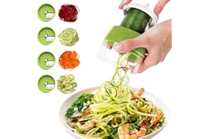 Sanfant Spiralschneider 4 in 1 Gemüseschneider, Hand Spiralschneider Gemüse, Gemüsehobel für Gemüsespaghetti, Karotte, Gurke,Kürbis, Zucchini, Kartoffel