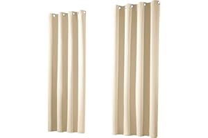 ‎HEIMTEXLAND heimtexland ® 1 Paar Thermo- Verdunklungsgardinen Ösenschal Vorhänge Verdunkelnd Isolierend Blickdicht Verdunkelungsvorhänge HxB 245x135 Creme Typ139