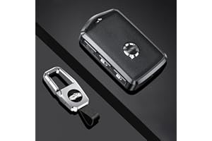 HIBEYO Funda para Llave de Coche Volvo Smart para Volvo XC60 XC70 XC90 C30 S60 S80 S90 V60 V70 V90 Llavero de Piel con Botones Laterales de Color Negro