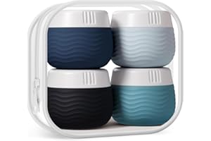 Yinke 4 Stück Döschen, 30ml Silikon Cremedose Mini Dosen mit Klarsichtbeutel, Reise Kosmetik Behälter, Travel Essentials/Travel Accessories (Blue)
