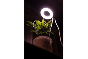 ROEDAX-HAO Plant Growth Halo, 48 LED Full Spectrum houseplant Growth Lights, Height Adjustable, with Automatic on/Off Timer 4/8/12H, Perfect for Small Plants