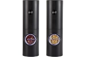 ZEDATONG Salt and Pepper Grinder Set, Battery Operated, Pepper Mill with Grinding Indicator Light, 2PCS
