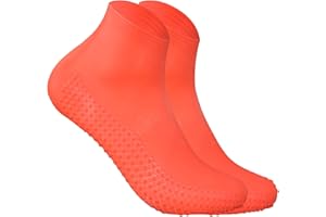 Blue Reef Unisex Bright Colour Verruca Latex Swimming Socks Tight Fitting Dimple Sole Protection Against Poolside Foot Infections (Orange Large Junior/Adults (UK 3-5 EU 36-38)