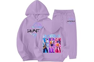 Générique 𝑲-𝑷𝒐𝒑 𝑫𝒆𝒎𝒐𝒏 𝑯𝒖𝒏𝒕𝒆𝒓𝒔 Survêtement Fille Tenue Mira Zoey Rumi Ensemble 2 Pièces Vintage Y2K Hoodie Pantalon et Haut Sweats à Capuche Jogging Vêtements Imprimés Sportswear