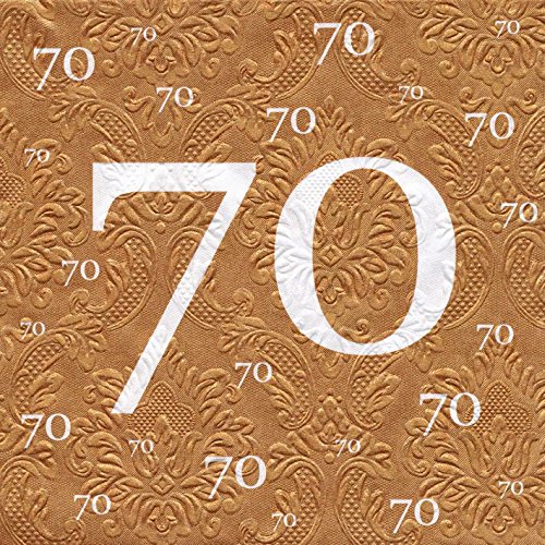 Servietten 70 Geburtstag mit Prägung 20 Stück, 3-lagig 33x33cm