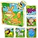 Produktbild PROW 16 Stück Holz Würfel Blöcke Puzzles, Elefant, Affe, Löwe, Nilpferd, Zebra, Fox 6 Bilder Puzzle für 3 Jahre und bis Kid perfekte Weihnachtsgeschenk