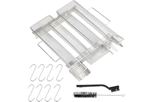 XPJBKC Kaltrauchgenerator, Räucherschnecke aus 304 Edelstahl, M-Shape Rauchgenerator mit 8 Haken und 2 Bürste, Sparbrand Kaltraucherzeuger, Mehrweg Kalträuchern für Kugelgrills, BBQ und Smoker