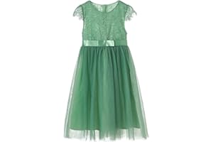 Ugitopi Girls Lace Long Dress Kids Tulle Party Princess Dress