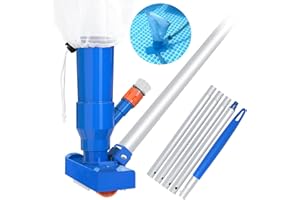 Ledeak Pool Jet Vacuum Cleaner, Portable Mini Swimming Pool Pond Spa Jet Vacuum Head Cleaning Suction Pool Bottom Vacuum Cleaner with 5 Pole Sections for Pool Spa Fountain Hot Tub