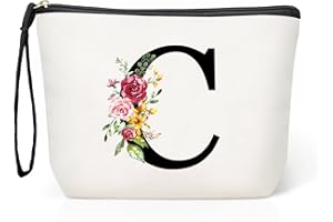 HAMATATA Grande Borsa per Cosmetici per donna Personalizzata Iniziale, Pochette Trucchi Viaggio, Trousse Trucchi Organizer Cosmetici, Regalo Compleanno Natale Ideale per Mamm Moglie Migliore Amic（C）