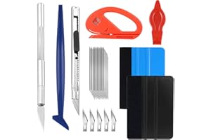 WEKUW Kit de Film Teinte Vitre Voitures,8 pcs Covering Outils Teinté pour Fenêtre de Voiture avec 2 Raclettes en Feutre Couteau de Précision Cutter,pour Film Teinté Voiture,Installation de Film en