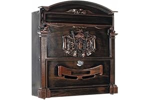 Buzón Ashford Antique de Rottner, Cerradura de cilindro con 2 llaves, Fabricado en aluminio, An x Al 260x410 mm, Tarjetero y ventanita de visualización en la puerta. Kit de fijación incluido.