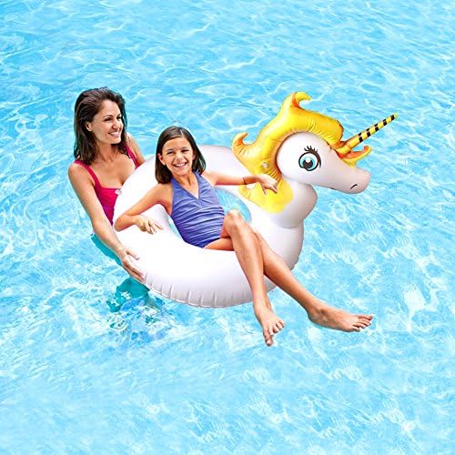 Inflatable Unicorn Pool Float - Mini Raft Tube - Outdoor Swimming - Unicorn Pool Toy For Baby Infants &amp; adults (Yellow)