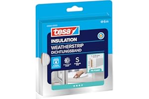 tesa moll Perfil I STANDARD - Burlete Cortavientos - Cinta Autoadhesiva de Espuma Ideal para Aislar Ventanas y Puertas del Hogar - Blanco - 6 m x 9 mm x 4 mm