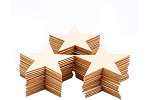 SAVITA 50 Piezas 5 cm Estrella de Madera Natural, Estrella de Madera Decorativa sin Terminar Estrella Madera Manualidades Estrella Madera Navidad para Artesanía Boda Decoración de Fiesta