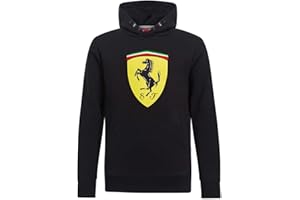 Felpa con Cappuccio Ufficiale Ferrari Scuderia Team da Bambino Logo Ufficiale F1 Formula 1 (9/10, Noir)