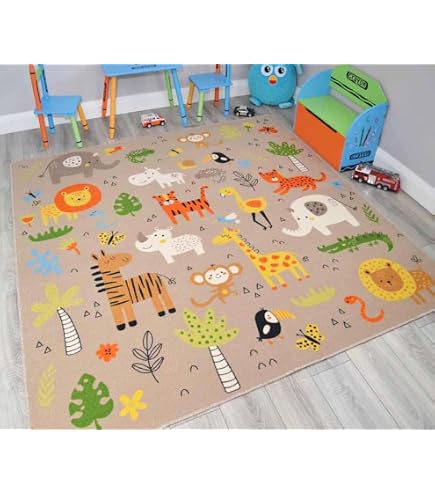 Kids Dinosaur Rug – 5'x7' Cartoon Dino Printed Carpet For Bedroom Or Playroom