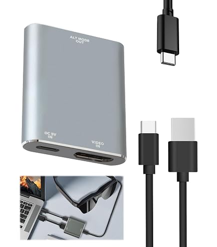Guermok AR - Adattatore per display da HDMI a USB-C, 1,5 m, 4K a 60 Hz, convertitore XR con DC 5 V, per X-REAL One/Air 2 Pro/Ray-Neo/Ro-kid, Switch 2/1, monitor portatili, nero