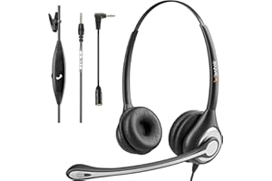 Wantek Cell Phone Headset with Microphone Noise Cancelling, Wired 3.5mm Computer Headphone for iPhone Samsung Android PC Laptop Tablet Skype Call Center Home Office, Ultra Comfort
