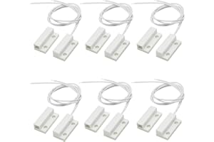 BASETOUSUAL Contacts Magnétiques d'alarme, 6 pièces Détecteur de Contact magnétique, Alarme de Contact MagnÉTique de Capteurs de Porte et fenêtre