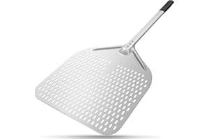 G.a HOMEFAVOR Pala de Pizza perforad, Pala de Pizza 45 cm de Aluminio anodizado con Mango Retirable,Espátula para Pizza de Horno-Ideal para celebración de Fiestas de Pizza