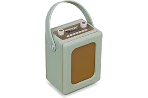 DAB Radio Portable 20hr Play | Retro DAB+ Radio with Bluetooth | Mains and Battery | Dual Alarms Clock | FM,60 Presets, Headphone Jack | Kitchen Radio | LEMEGA CR9 Green