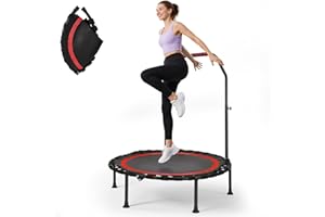 HELANGEL Fitness Trampolines, Exercise Trampoline with handle, 5 Adjustable Height Levels, Thickened Steel Frame, 150kg (330lbs), Low Noise, Space-Saving Design
