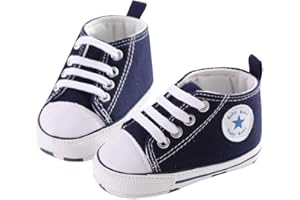 Frobukio Newborn Baby Boy Girl Canvas Sneakers Non-Slip Soft Sole First Walkers Infant