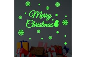 SOEWIOU Christmas Glow in The Dark Stickers,Peel and Stick Wall Sticker Vinyl Waterproof Stickers Luminous Snowflakes, Stars for Nursery Bedroom Living Room Wall Decor