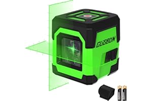 Nivel láser con Marcas, CUSBON Láser de Línea Cruzada de Haz Rojo Nivel Láser Autonivelante Vertical y Horizontal con Modo Manual/Autonivelante (Bolsa y Baterías Incluidas) (LV1GPro)