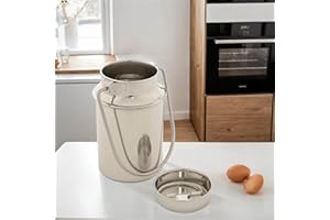 LICHT-ERLEBNISSE Pot à lait inox 5l - Pot à lait - pour café lait sauces - 25,5 cm de haut - avec couvercle - anse récipient de transport - déco - pot à café - pot à vin