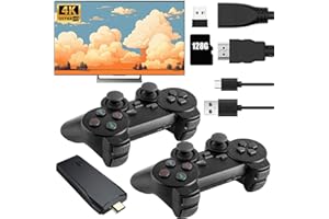 HOVCEH Retro Konsole 128GB, 4K Retro HDMI Game Stick, Game Stick Wireless Spielekonsole TV, Retro Konsole Spielkonsole Videospielkonsole mit USB 2.4 g Wireless Controller Game Stick, 20000+ Spielen