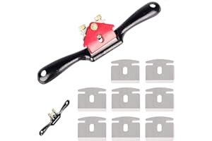 XPOOP Schweifhobel, 210 mm Anpassung Holzbearbeitung Schneide Plane Spokeshave Hand Trimmen Werkzeug, Mit 8 Ersatzklingen, Einstellbar Handhobel-Handwerkzeug mit Schrauben