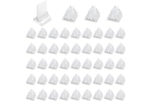 EUPSIIU 48 Piezas Soportes Acrílicos para Tarjetas de Nombre, Soporte para Números de Mesa, Soportes Transparentes para Tarjetas de Nombre, Soporte de Tarjetas de Decoración (Transparente)