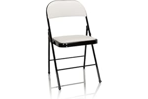 hjh OFFICE Chaise Pliante rembourrée en Cuir synthétique TUDELA Chaise Visiteur, Charge maximale 130 kg, Blanc 803001