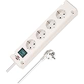 Brennenstuhl Bremounta Power Strip with 4 Outlets for Installation and Fixing (1.5 m Cable, Mountable, with Switch) White