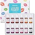 12 Colors Liquid Pigment Set, DIY Lip Gloss and Lipstick Liquid Coloring Colorant Dye for DIY Dying Candle Soap Lip Gloss Making Craft (B)