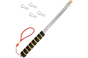 Qiuboluny Teleskopische Handflaggenpolsten mit Clips Tragbare Flagge Pole Leichte ausziehbare Tour Guide Edelstahl Banner Flagge Pole Pointer für Lehrer mit Anti-Rutsch Griff (3 gelb orange)