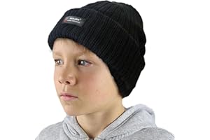 RockJock Boys R40 Thermal Insulation Warm Winter Beanie Hat with Fleece Lining for School, Sports, Walking