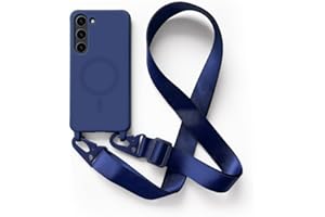 2NSPDRGNI Mobile Phone Chain Protective Case, Compatible with Samsung Galaxy S22, Mobile Phone Case with Band, Wireless Charging Case, Collar Lanyard, Silicone Case – Blue