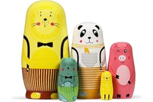 HYCLES Matrioska russa per bambini 5 pezzi - animali cani matrioska giocattolo Nesting Dolls Marchio di Matrioska Bambola Matrioska Russa Giocattolo Regalo e Giocattolo Leone
